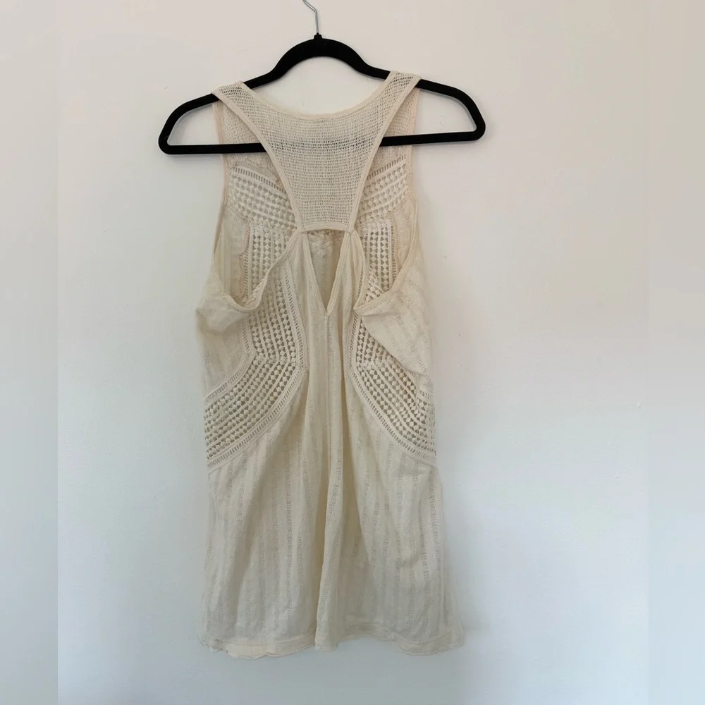 Free People Women's Cream Beaded Crochet-Detail Tank Top - Picture 4 of 7